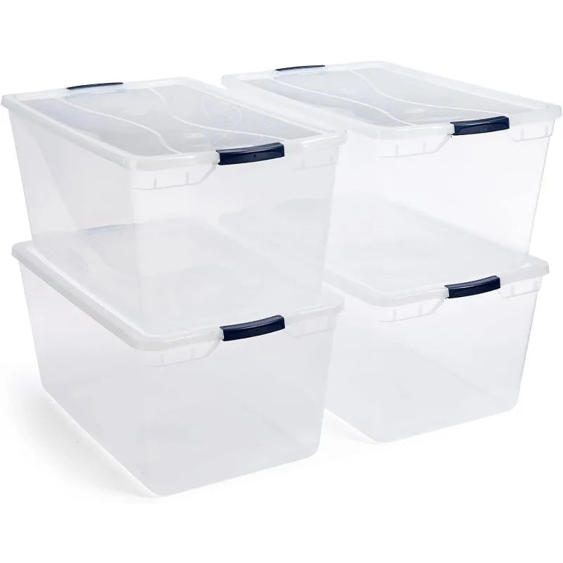 Cleverstore 4 Pack Stackable Plastic Storage Containers