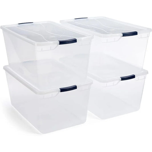 Cleverstore 4 Pack Stackable Plastic Storage Containers
