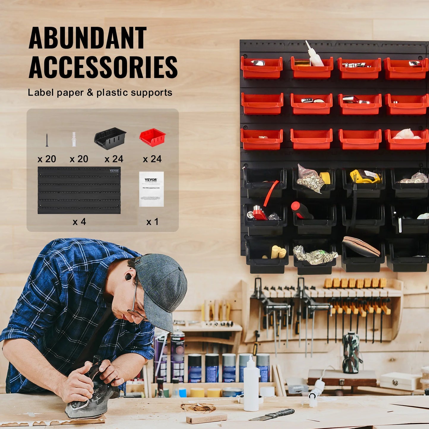 SucceBuy Wall Mounted Storage Bins For Nuts Bolts Screws