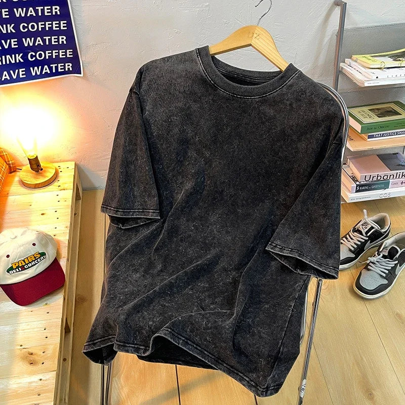 Pdmcms Distressed Retro Drop Shoulder Summer T Shirt