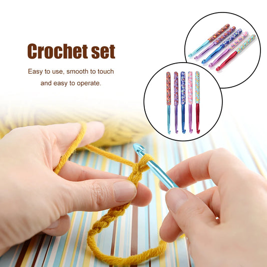 Crochet Hooks Knitting Needles Set Ergonomic Soft Grip 5Pcs