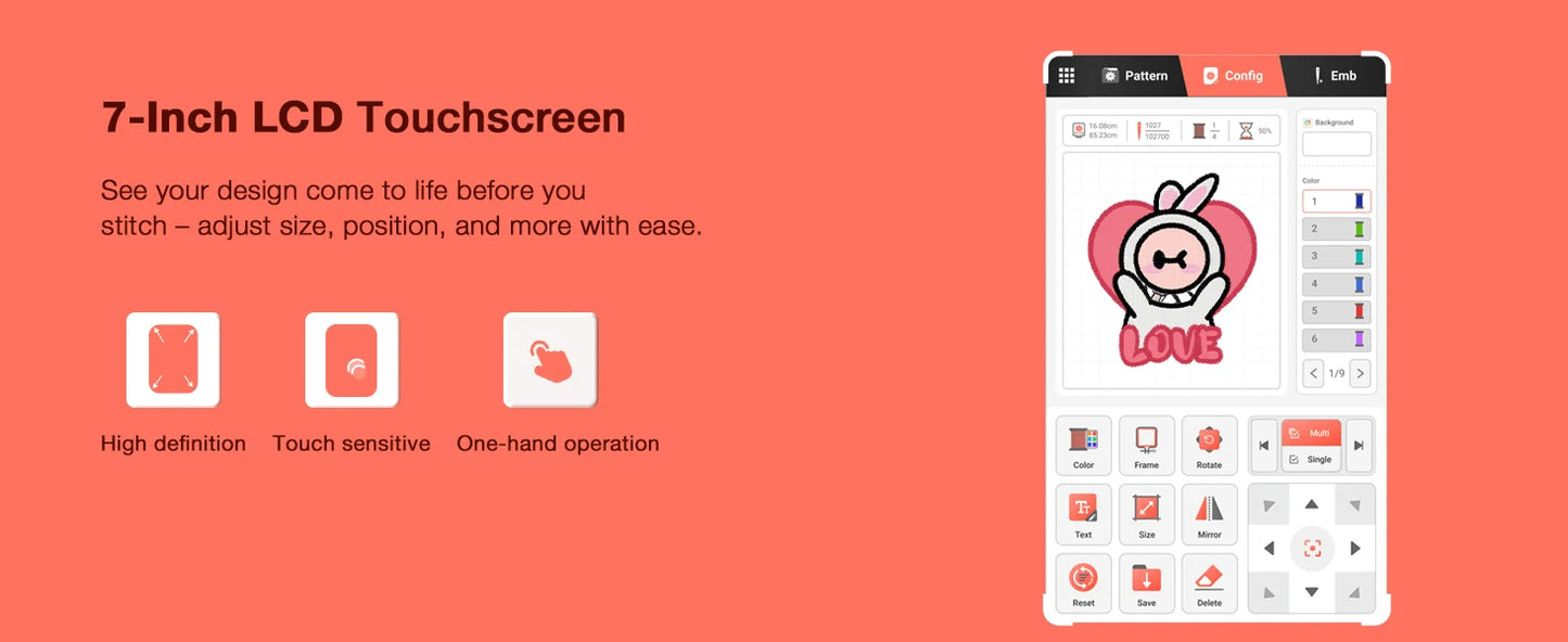 POOLIN EOC05 Computerized Embroidery Machine With Threads And Stabilizer