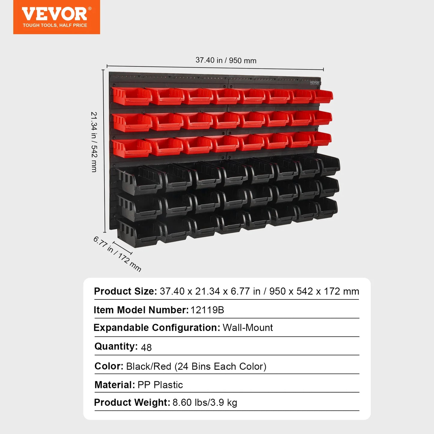 SucceBuy Wall Mounted Storage Bins For Nuts Bolts Screws