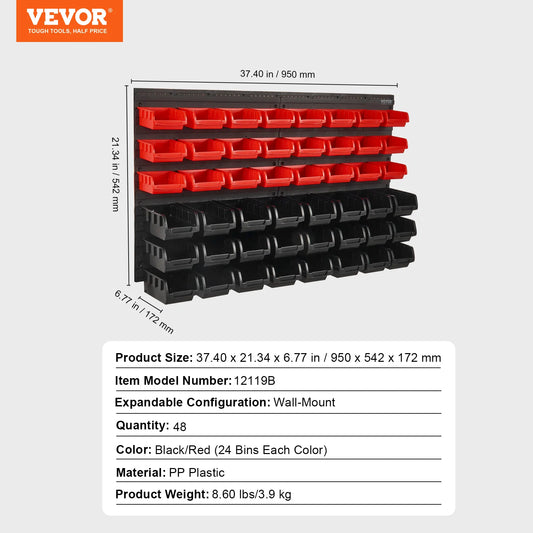SucceBuy Wall Mounted Storage Bins For Nuts Bolts Screws