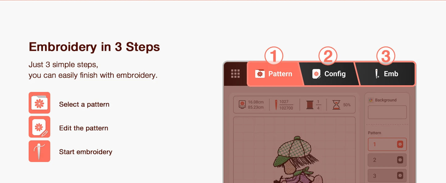 POOLIN EOC05 Computerized Embroidery Machine With Threads And Stabilizer
