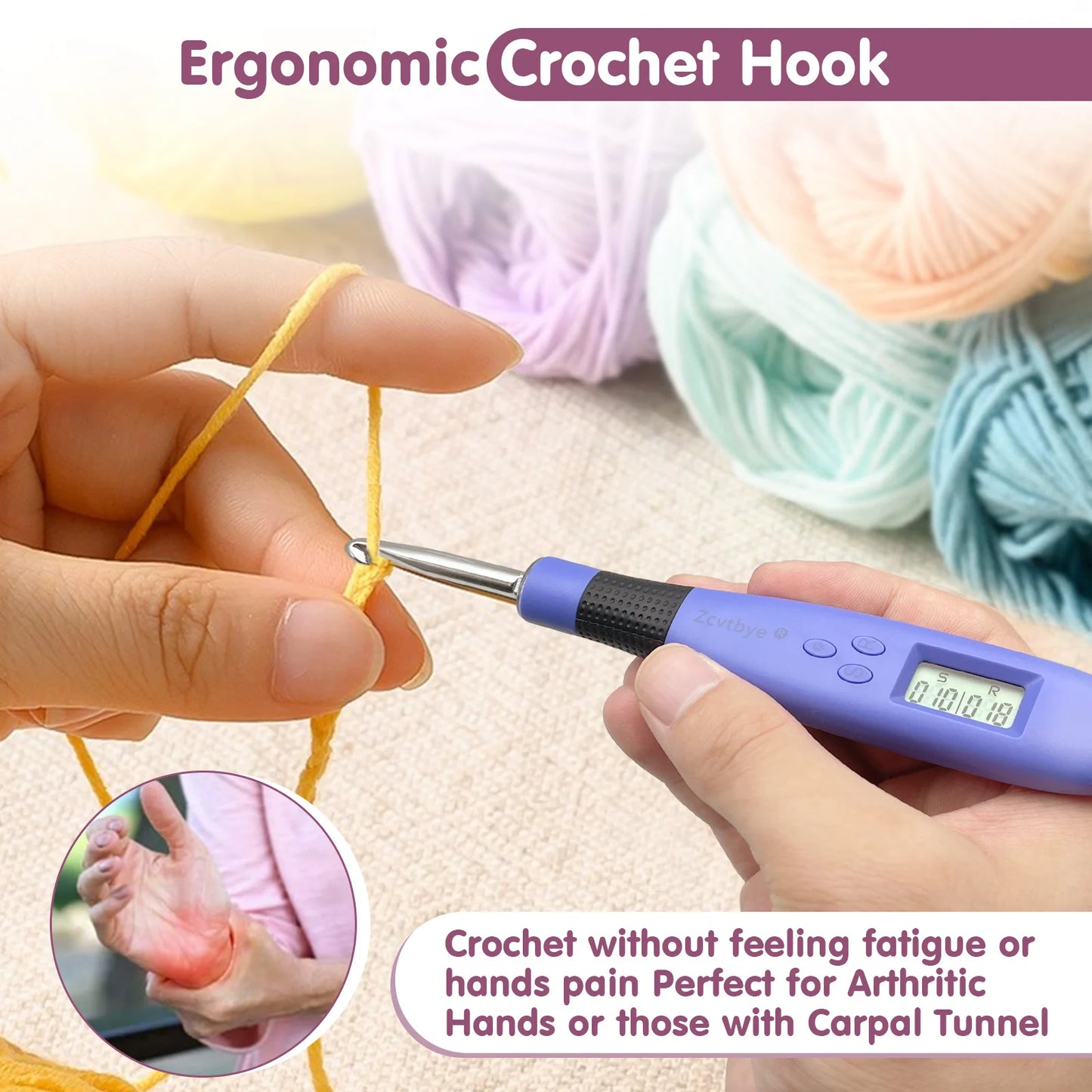 Hign-concerned Crochet Hook Set With LED Light Stitch And Row Counter