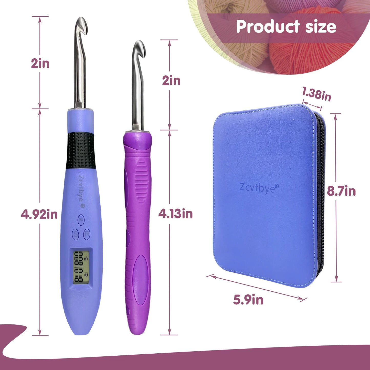 Hign-concerned Crochet Hook Set With LED Light Stitch And Row Counter