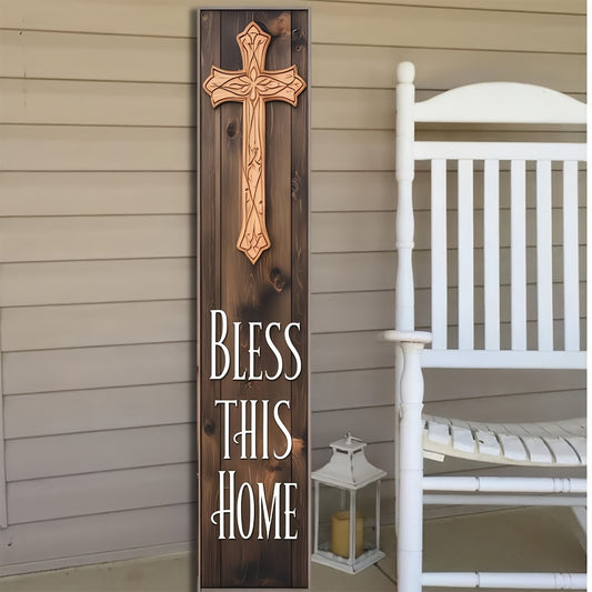 Rustic Wooden Bless This Home Welcome Sign For Front Door