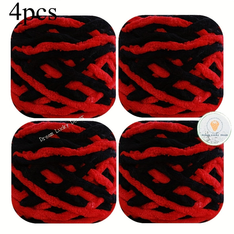 Polyester Yarn Pack 4 Thick Plush Texture For Knitting Crochet