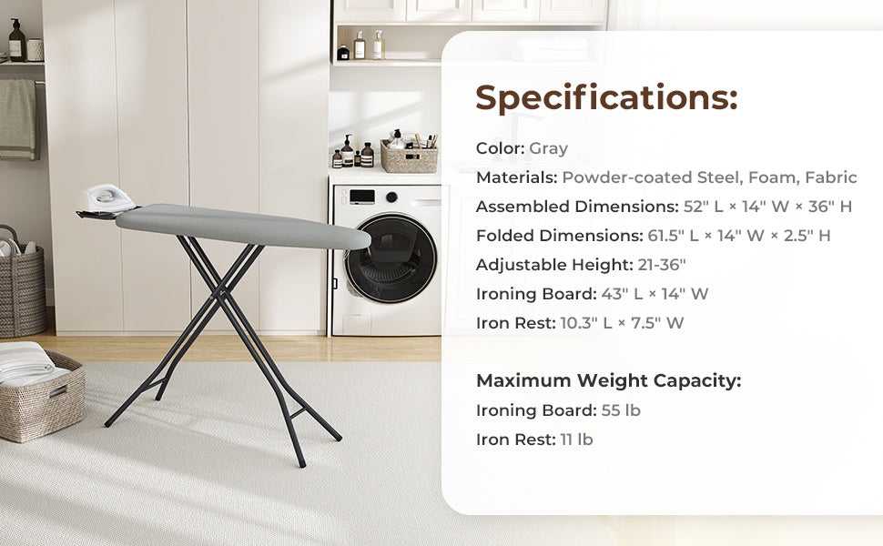 Costoffs Adjustable Foldable Ironing Board With Thick 4 Layer Pad