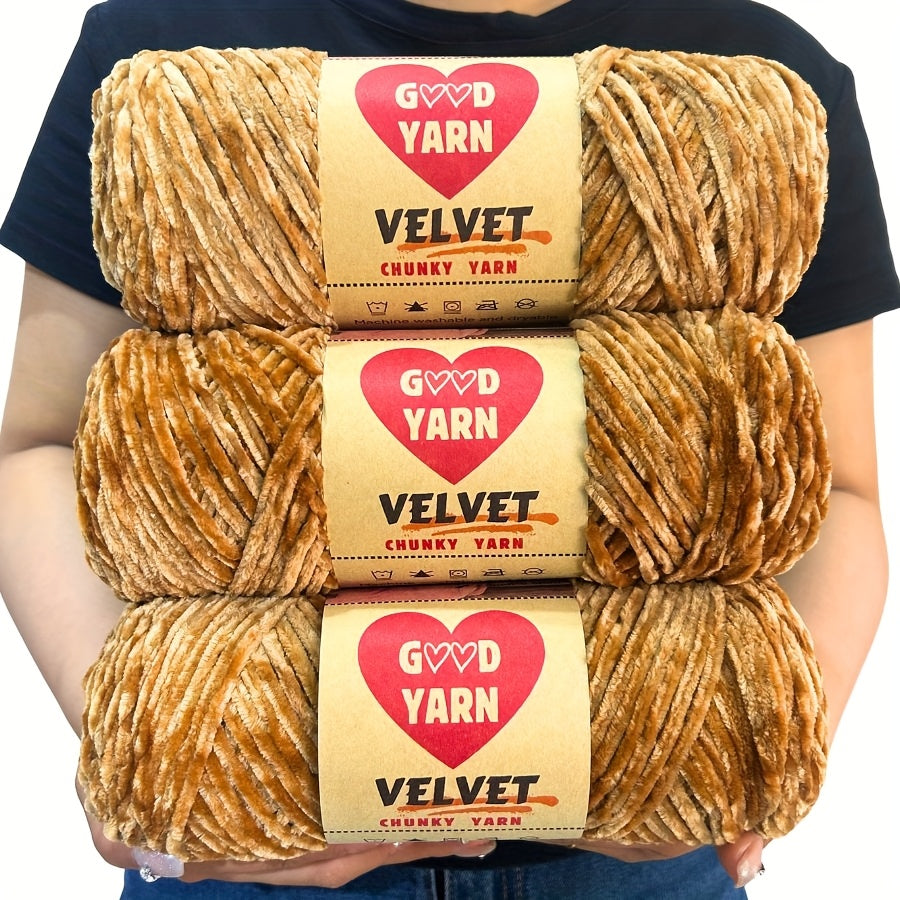 Chenille Velvet Yarn For Crochet And Knitting Projects Polyester