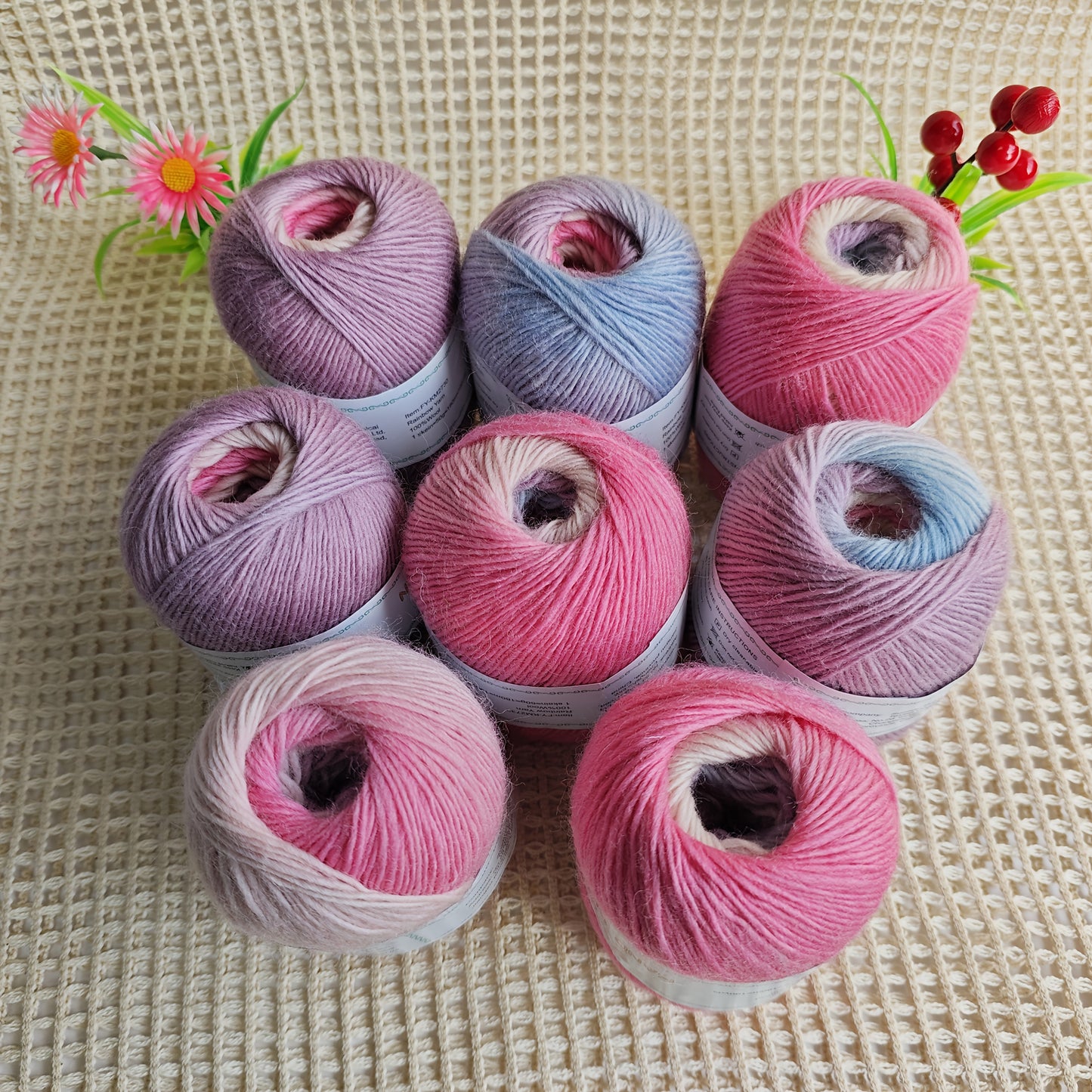 Australian Wool Self Striping Tie Dye Yarn for DIY Shawls