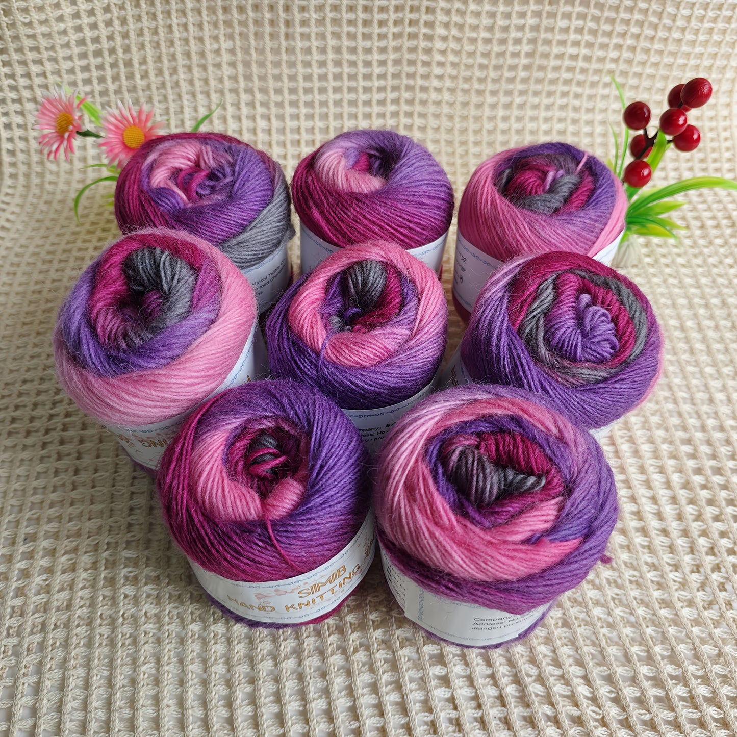 Australian Wool Self Striping Tie Dye Yarn for DIY Shawls