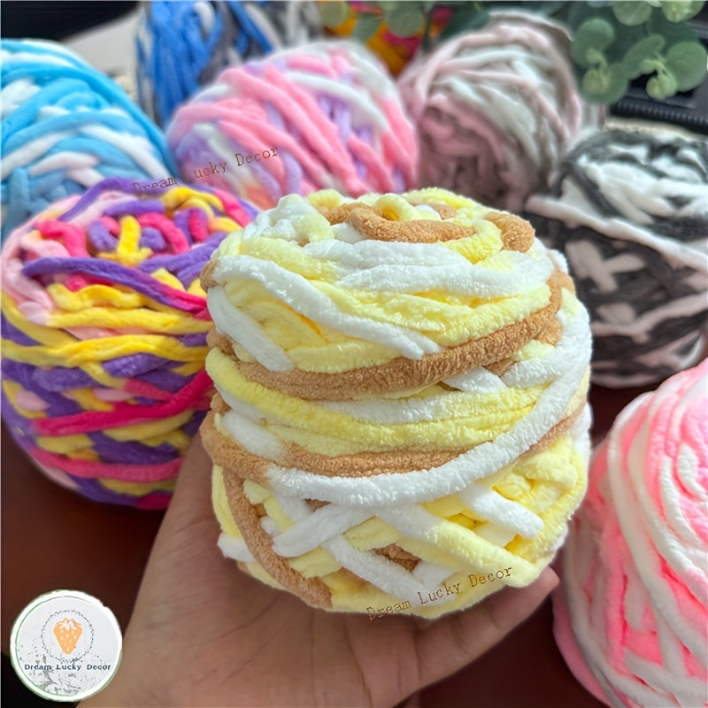 Polyester Yarn Pack 4 Thick Plush Texture For Knitting Crochet