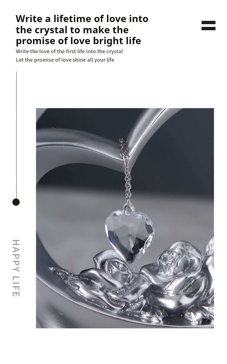 Elegant Resin Love Symbol Crystal Ornament With Heart Gemstone