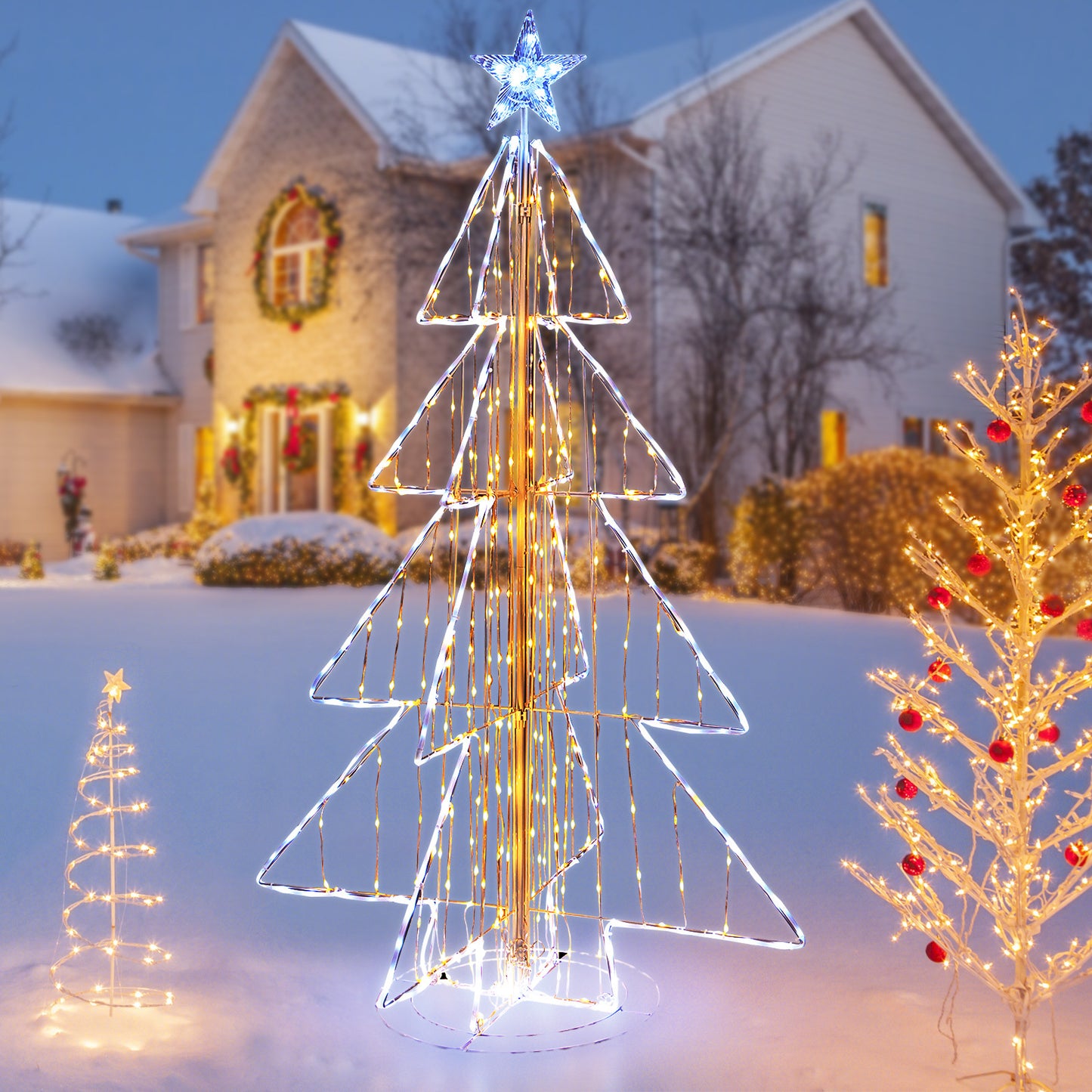 Costway Animated Christmas Tree Pre Lit Lighted Cone