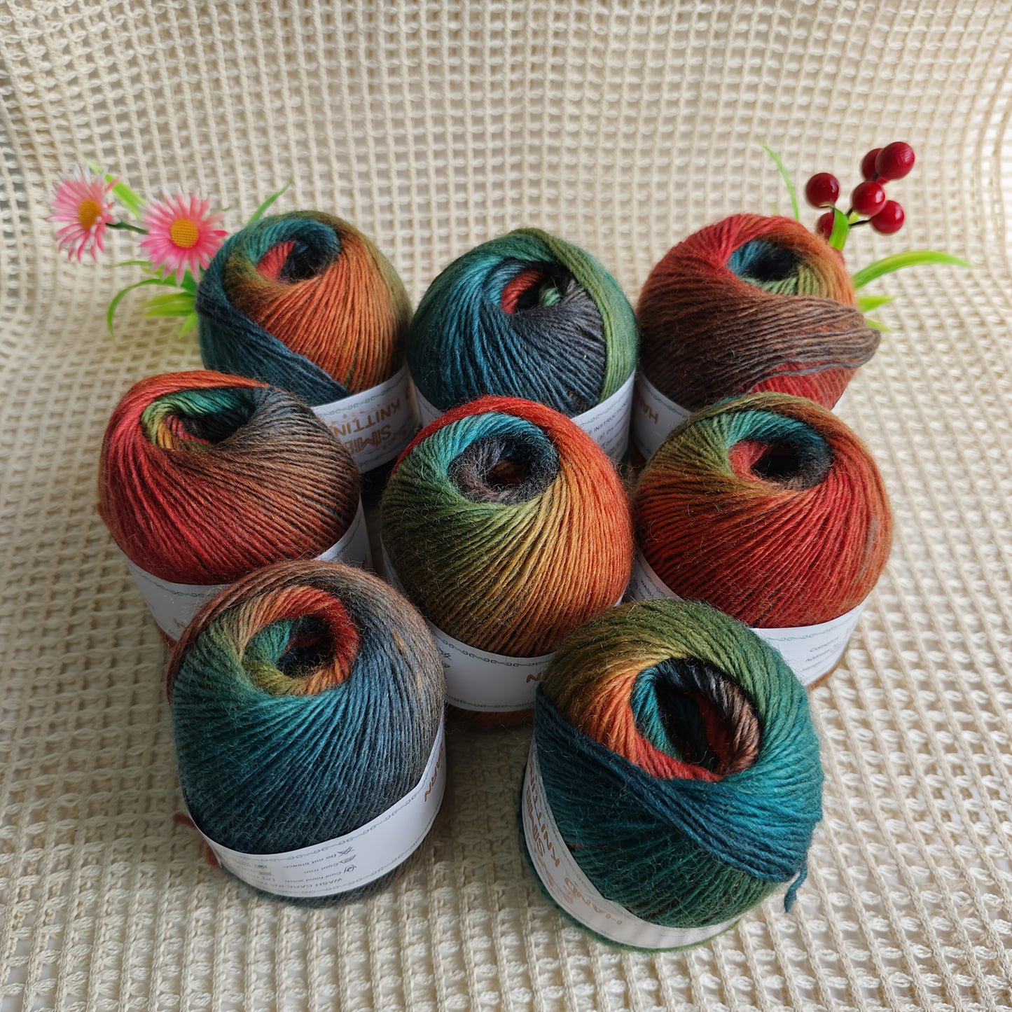 Australian Wool Self Striping Tie Dye Yarn for DIY Shawls