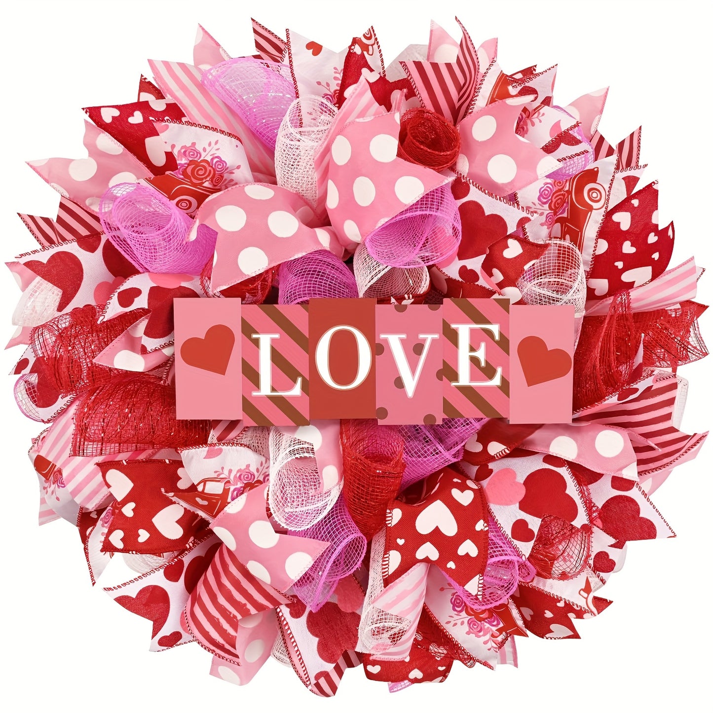 Love Valentines Mesh Wreath Front Door Indoor Outdoor