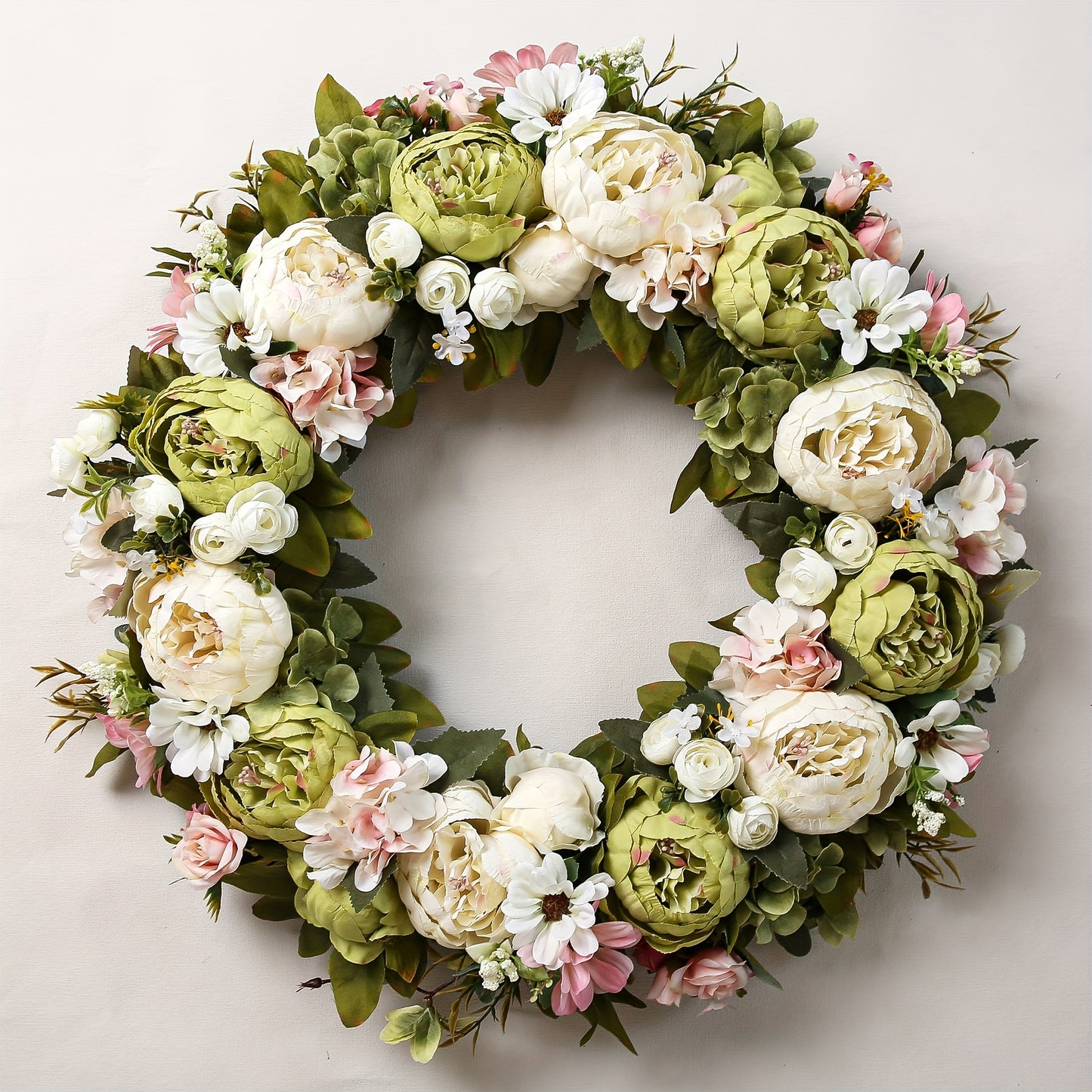 Peony Wreath Floral Artificial Front Door Decor Home Accent