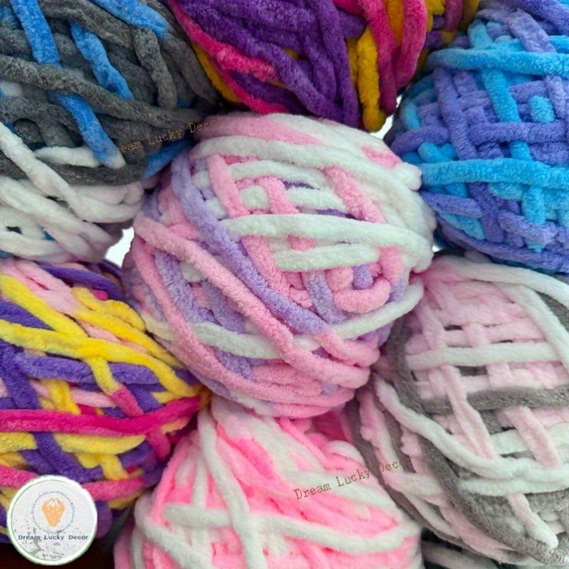 Polyester Yarn Pack 4 Thick Plush Texture For Knitting Crochet