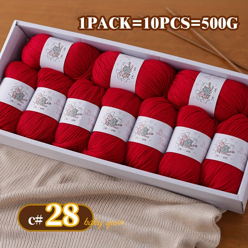 Soft Cashmere Yarn Set 500G 10 Skeins For Knitting