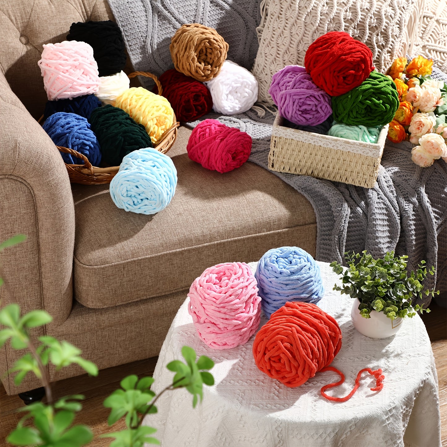 Chuangdi Chenille Yarn Thick Plush Polyester Acrylic Blend