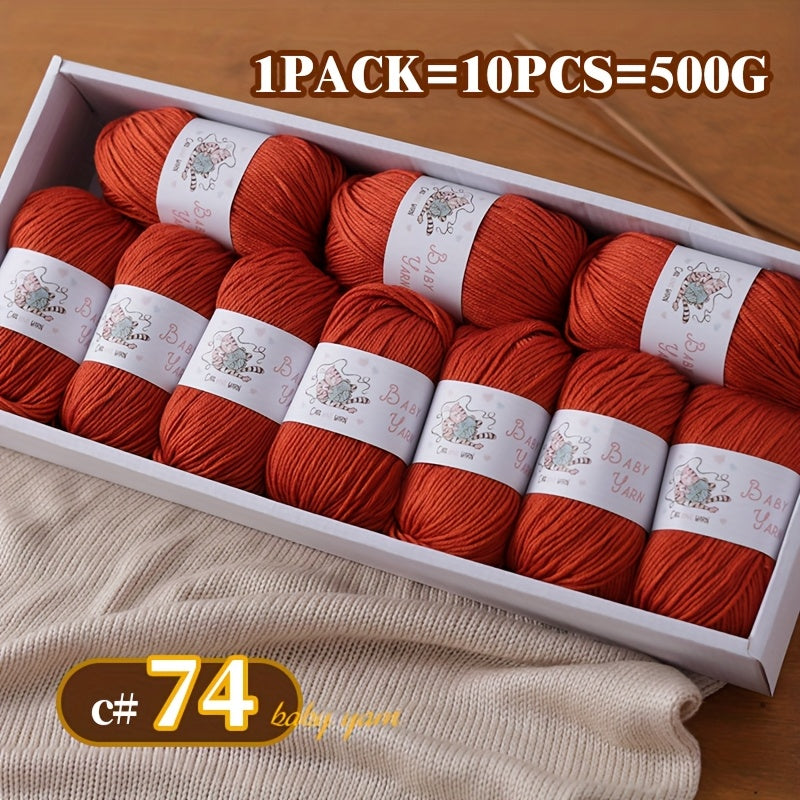 Soft Cashmere Yarn Set 500G 10 Skeins For Knitting