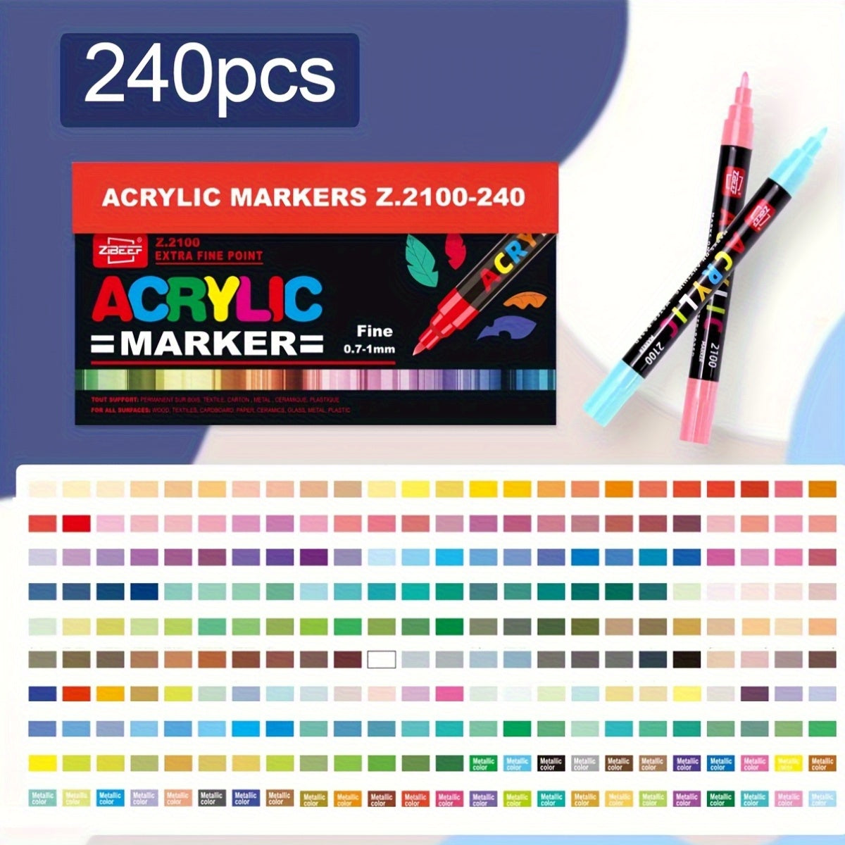 Acrylic Markers Set 240pcs For Wood Stone Fabric Paper
