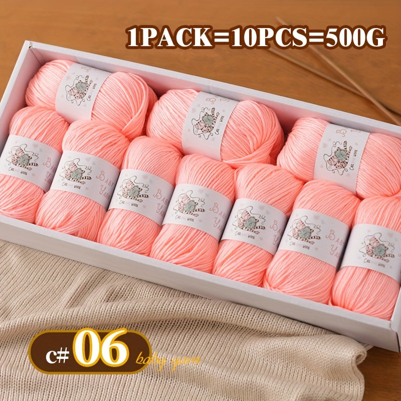 Soft Cashmere Yarn Set 500G 10 Skeins For Knitting