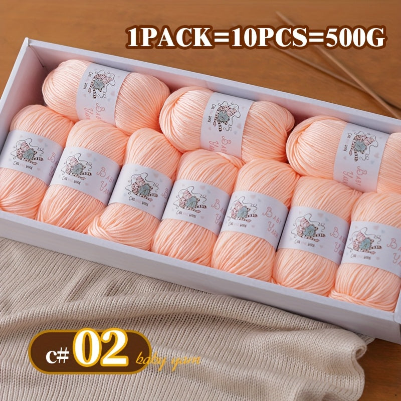 Soft Cashmere Yarn Set 500G 10 Skeins For Knitting