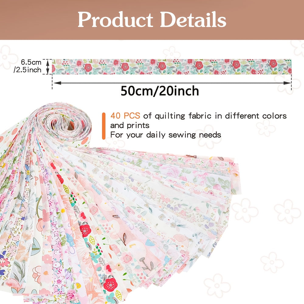 Cotton Jelly Roll Quilting Strips Flower Pattern 40Pcs