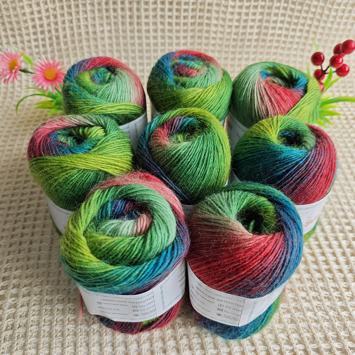 Australian Wool Self Striping Tie Dye Yarn for DIY Shawls