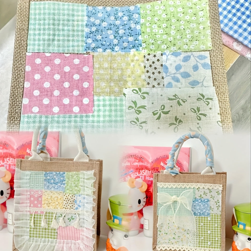 Assorted Fabric Craft Set 400 Pcs Floral Striped Polka Dots