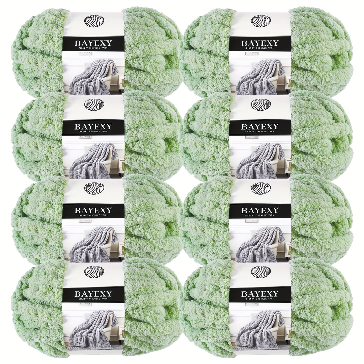 BAYEXY Chunky Chenille Yarn 8 Pack For Hand Knitting And Crocheting