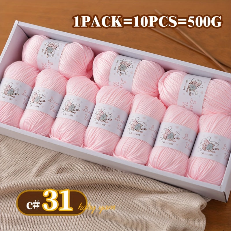 Soft Cashmere Yarn Set 500G 10 Skeins For Knitting