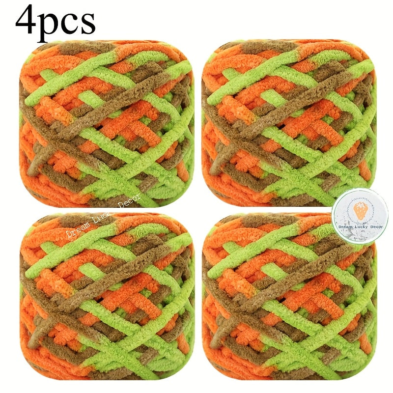 Polyester Yarn Pack 4 Thick Plush Texture For Knitting Crochet