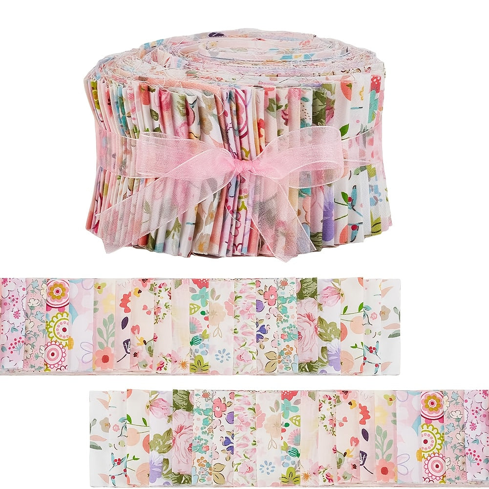 Cotton Jelly Roll Quilting Strips Flower Pattern 40Pcs