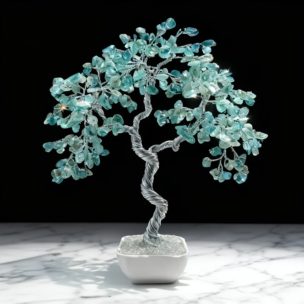 Handmade Crystal Tree of Life Bonsai Figurine for Home Decor