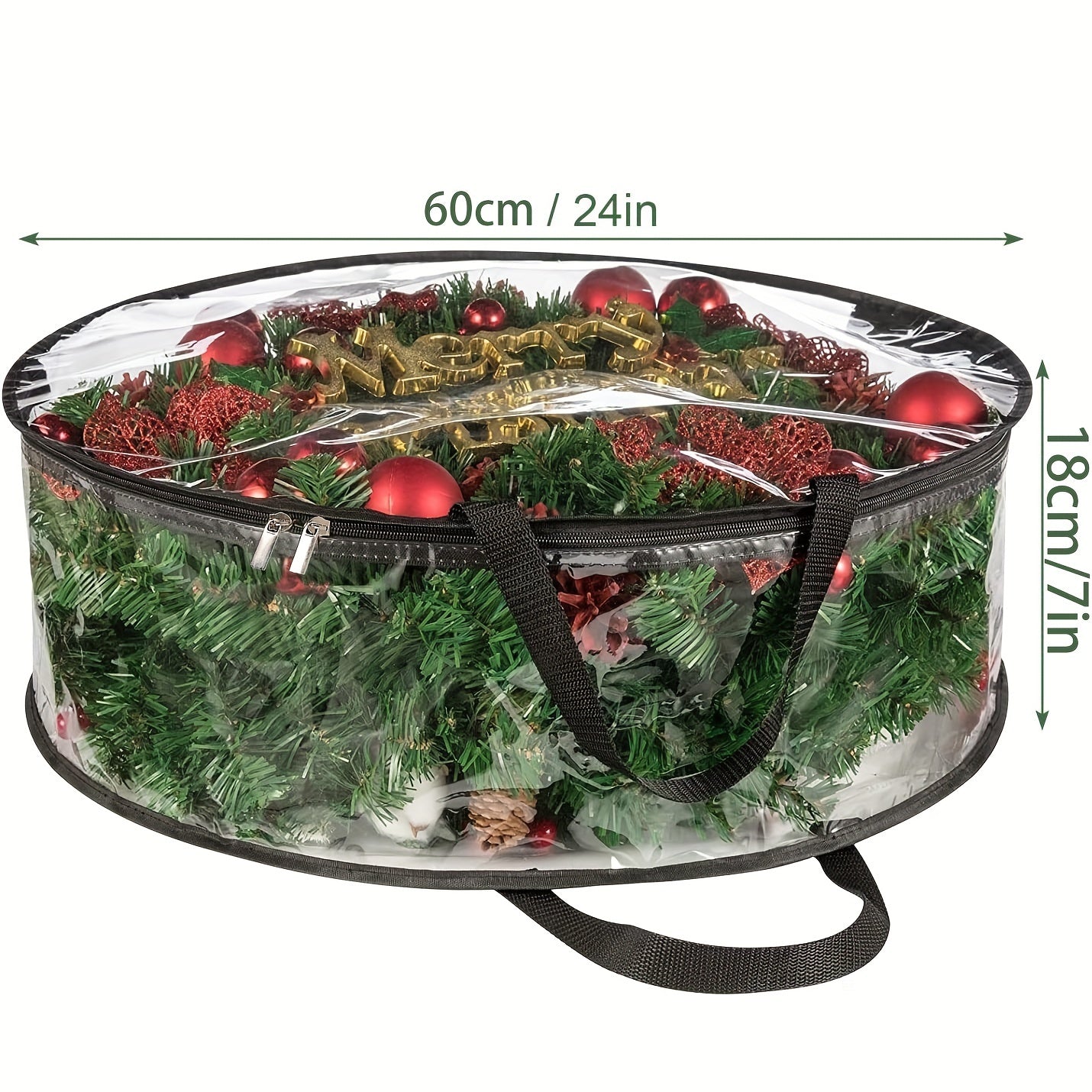 PVC Wreath Storage Bags 4 Pack With Handles Seasonal Christmas