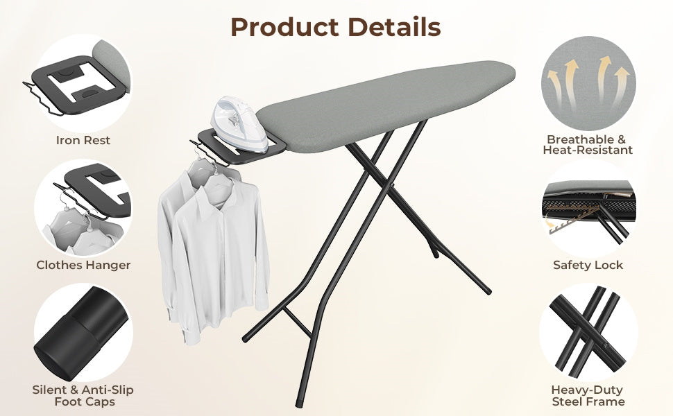 Costoffs Adjustable Foldable Ironing Board With Thick 4 Layer Pad