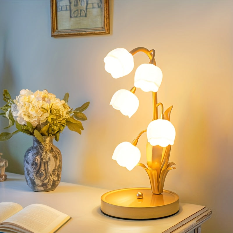 INSART Five Bell Orchid Table Lamp For Home Decor Lighting