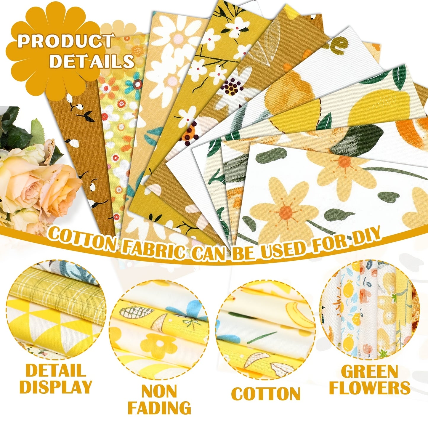 PATELAI Floral Quilt Precut Fabric Squares For Crafts