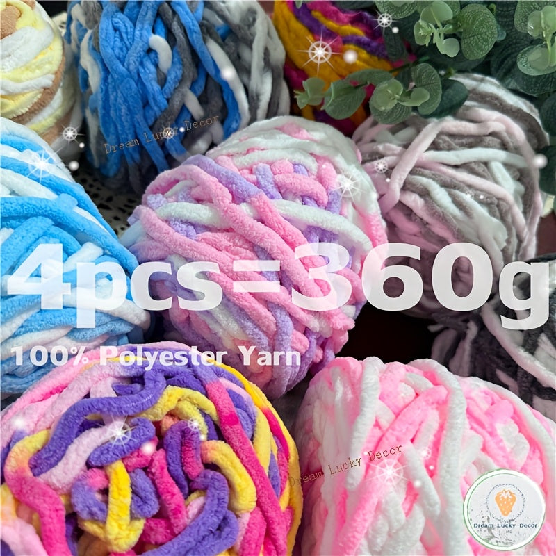 Polyester Yarn Pack 4 Thick Plush Texture For Knitting Crochet