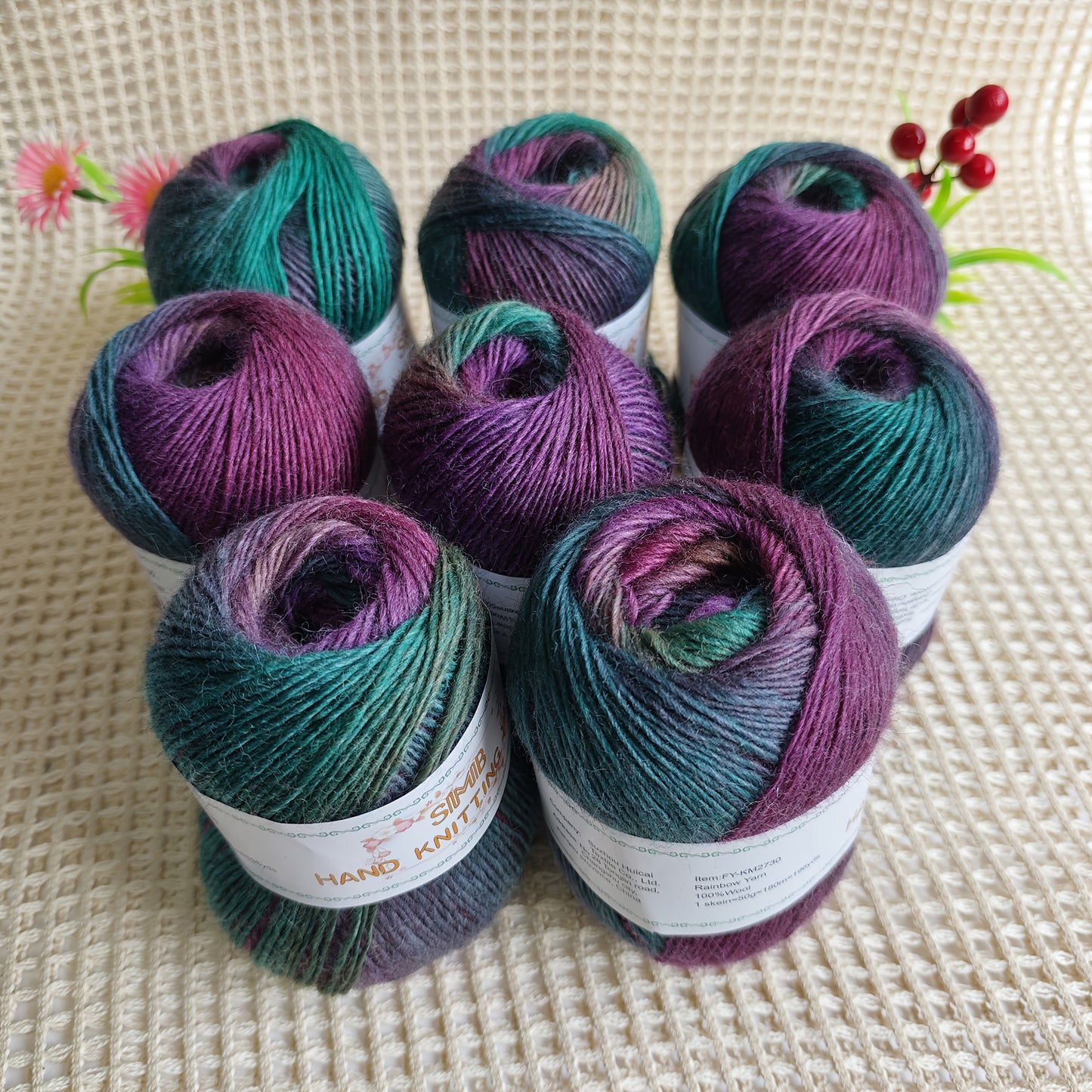 Australian Wool Self Striping Tie Dye Yarn for DIY Shawls