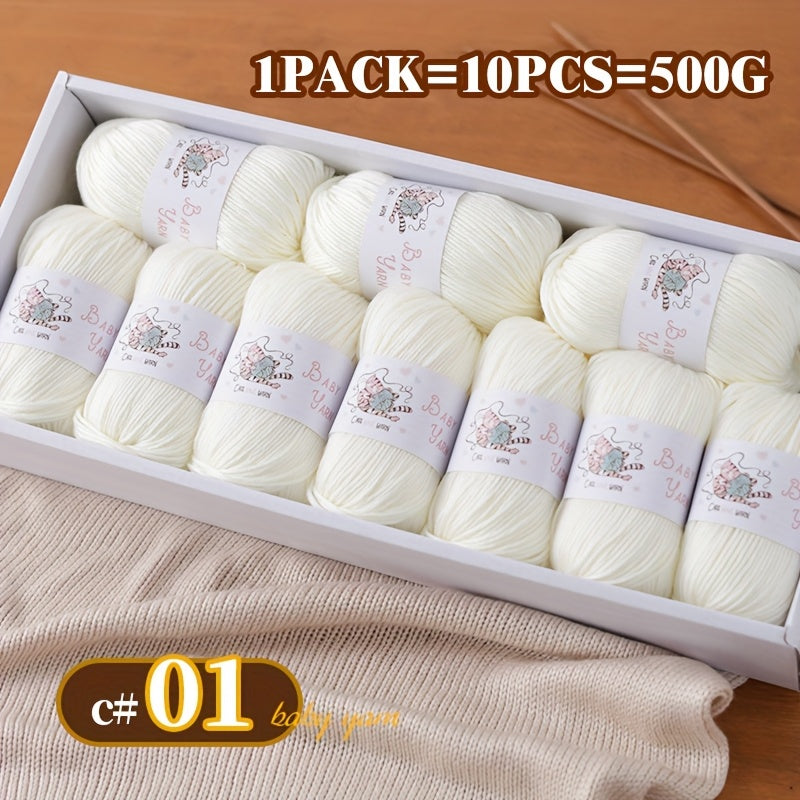 Soft Cashmere Yarn Set 500G 10 Skeins For Knitting