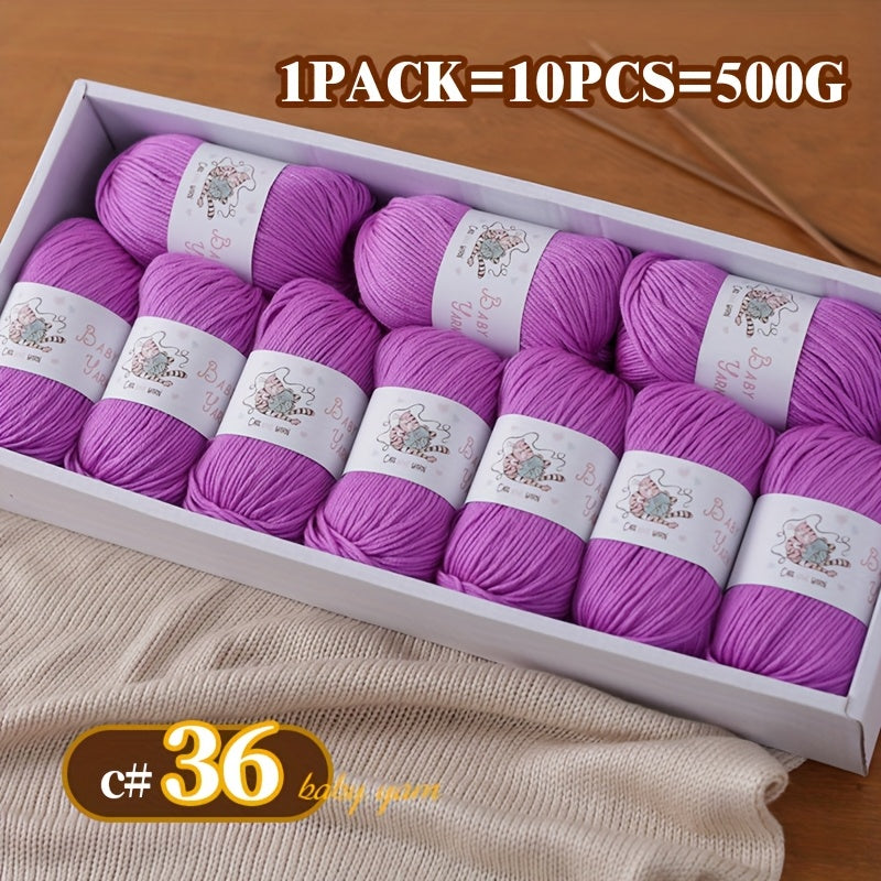 Soft Cashmere Yarn Set 500G 10 Skeins For Knitting