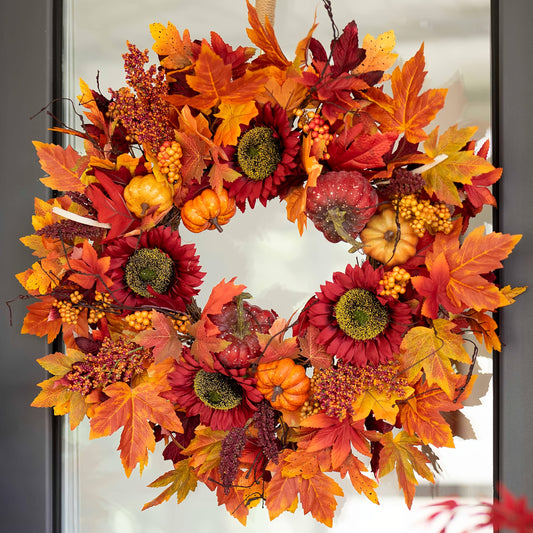 Fall Maple Leaf Wreath Front Door Harvest Decoration