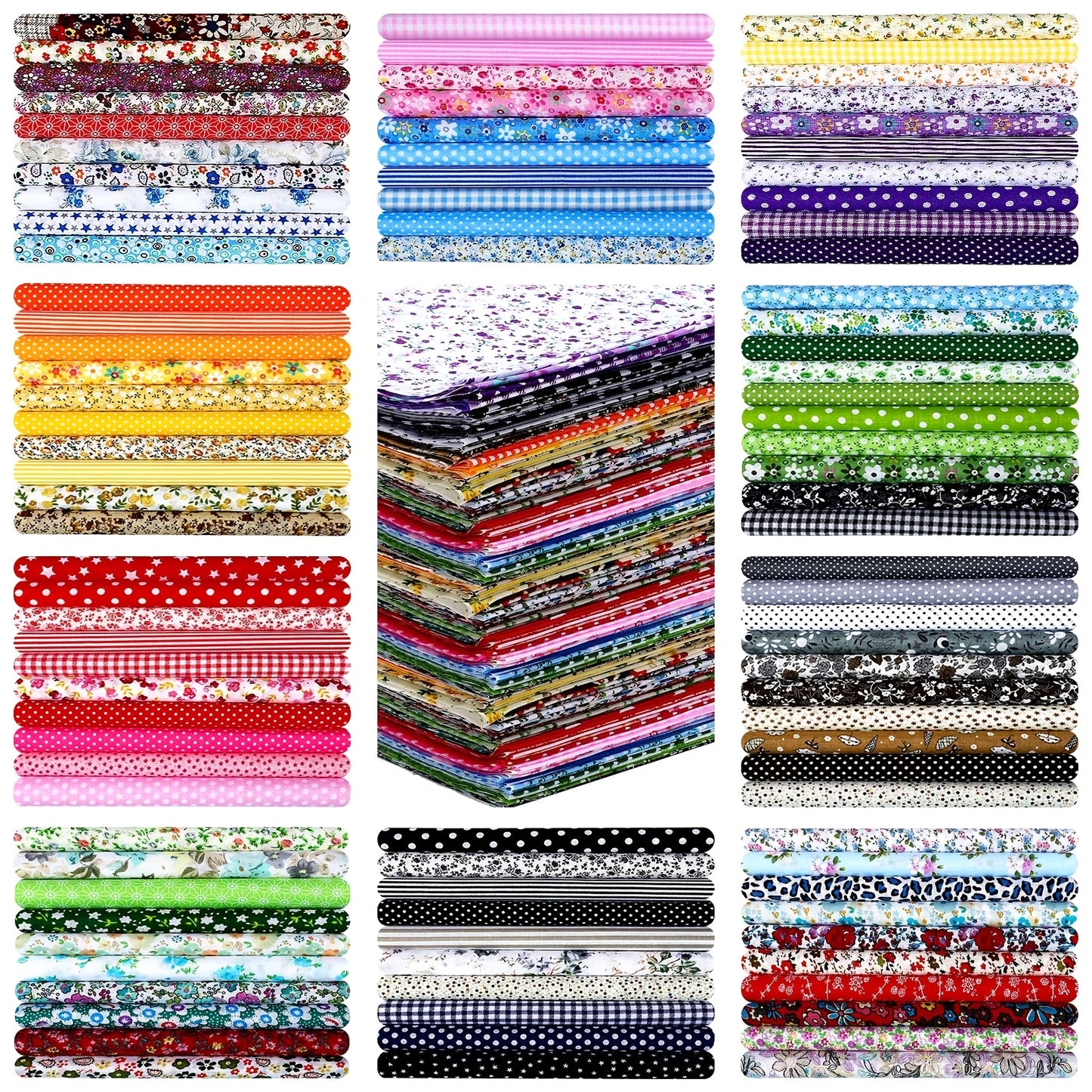 PATELAI Floral Fabric Squares Patchwork Bundles DIY Crafts