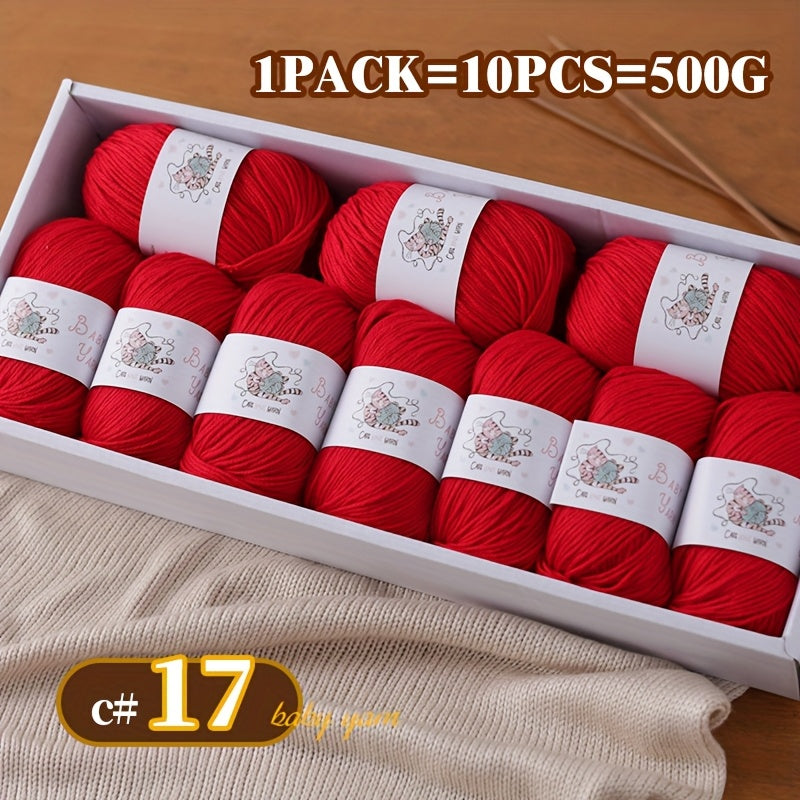 Soft Cashmere Yarn Set 500G 10 Skeins For Knitting