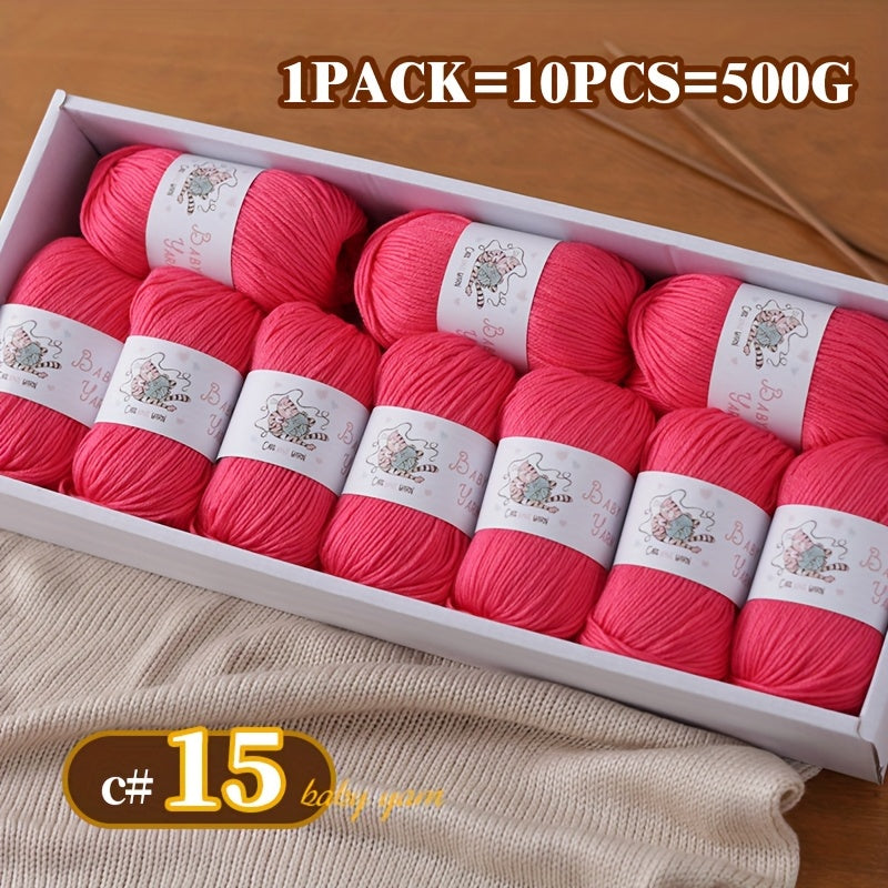 Soft Cashmere Yarn Set 500G 10 Skeins For Knitting